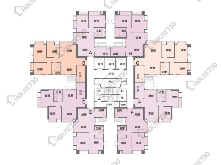 花都廣場 平面圖 花都廣場 4座 3-36樓 樓層平面圖 - House730