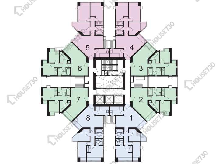 康怡花園 平面圖 康怡花園 E座 (1-8室) 2-30樓 樓層平面圖 - House730
