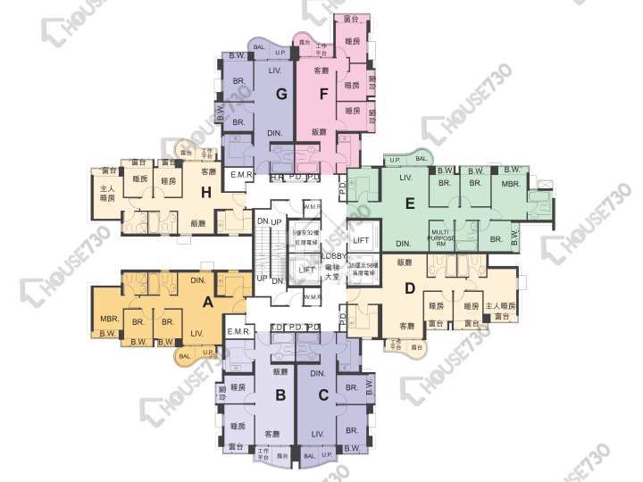 Central Park Towers Floor Plans Central Park Towers Phase 1 Tower 1 7-12,15-23,25-29,31-33,35-43,45-50,51/F Floor Plan - House730