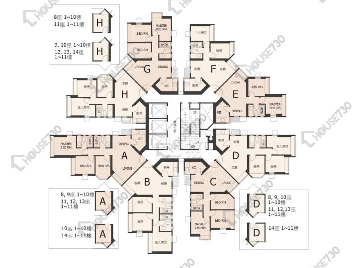 嘉湖山莊 平面圖 嘉湖山莊 1期 樂湖居 8座 1-27樓 樓層平面圖 - House730