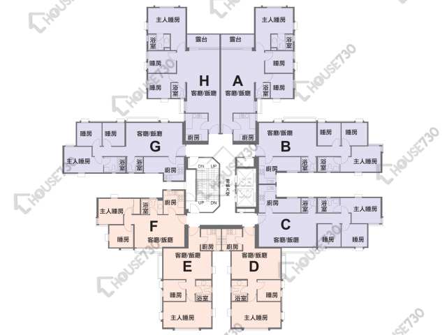 鯉景灣 平面圖 鯉景灣 A段 觀峰閣 (4座) 3-15樓 樓層平面圖 - House730