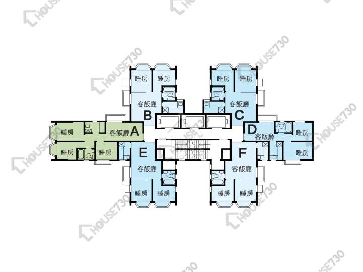 沙田中心 平面圖 沙田中心 嘉寧大廈 (F座) 1-23樓 樓層平面圖 - House730