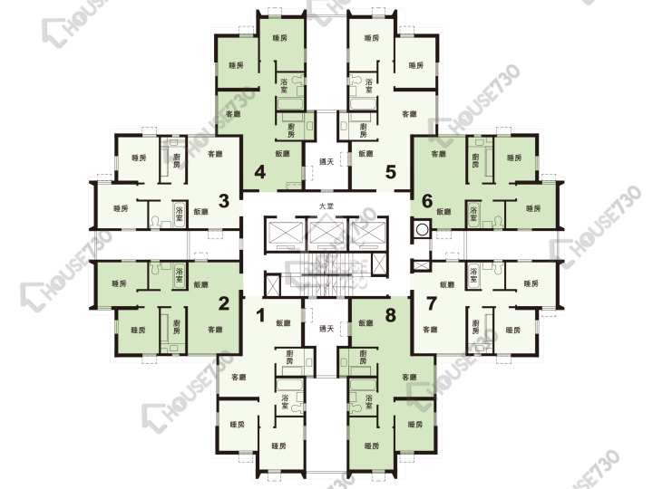 綠楊新邨 平面圖 綠楊新邨 Q座 1-30樓 樓層平面圖 - House730