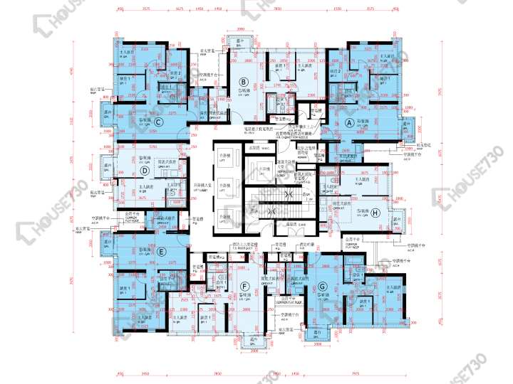 啟德1號 平面圖 啟德1號 I 大廈第2座 7樓 樓層平面圖 - House730
