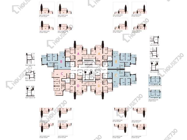 日出康城 平面圖 日出康城 1期 首都 佛羅倫斯 (1座-右翼) 8-12,15-23,25-28,30-33,35-43,45-51,53,55-63,65-69,70樓 樓層平面圖 - House730