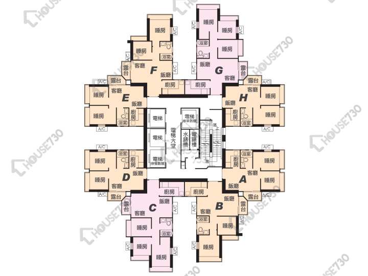 港灣豪庭 平面圖 港灣豪庭 2期 5座 6-25樓 樓層平面圖 - House730