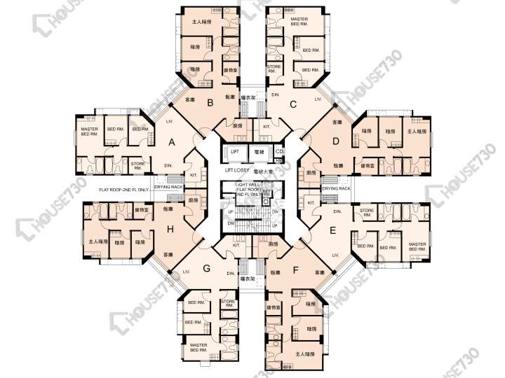 黃埔花園 平面圖 黃埔花園 3期 翠楊苑 3座 2-15樓 樓層平面圖 - House730