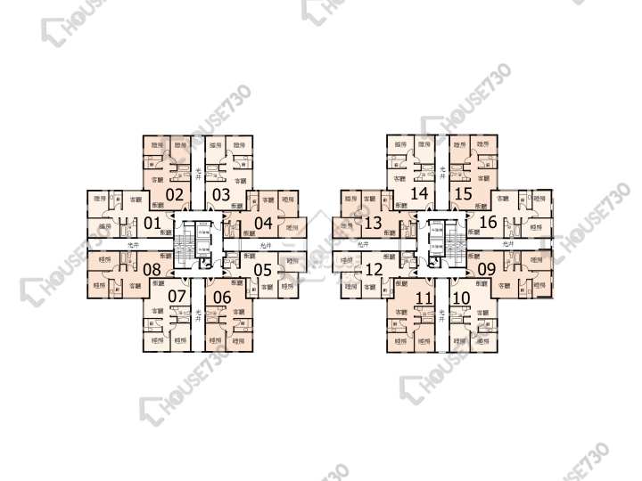 德福花園 平面圖 德福花園 J座 2-12樓 樓層平面圖 - House730