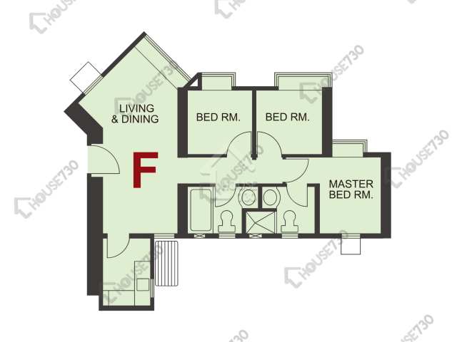 马鞍山 海柏花园 单位平面图 5座-高层/中层/低层-F室 House730-7243559