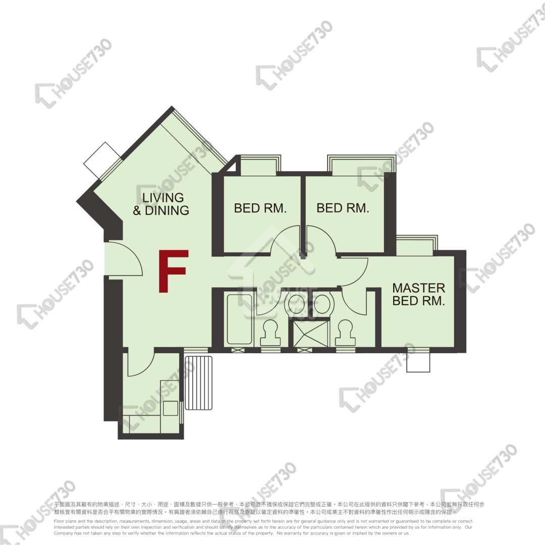 马鞍山 海柏花园 单位平面图 5座-高层/中层/低层-F室 House730-7243559