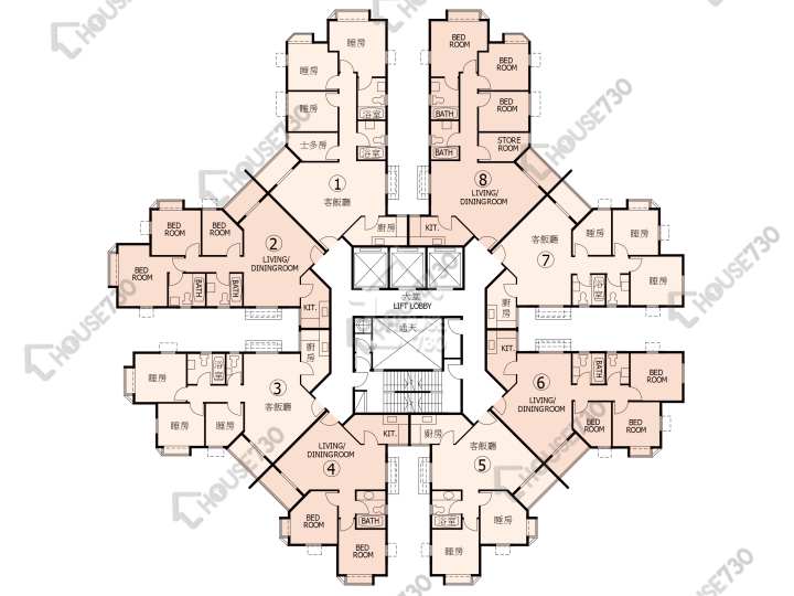 杏花邨 平面圖 杏花邨 43座 1-13,15-17,18樓 樓層平面圖 - House730