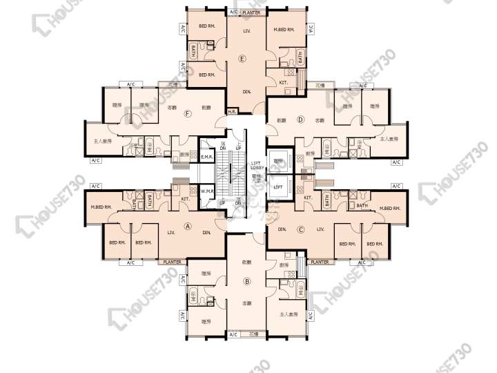 又一居 平面圖 又一居 22座 2-10樓 樓層平面圖 - House730