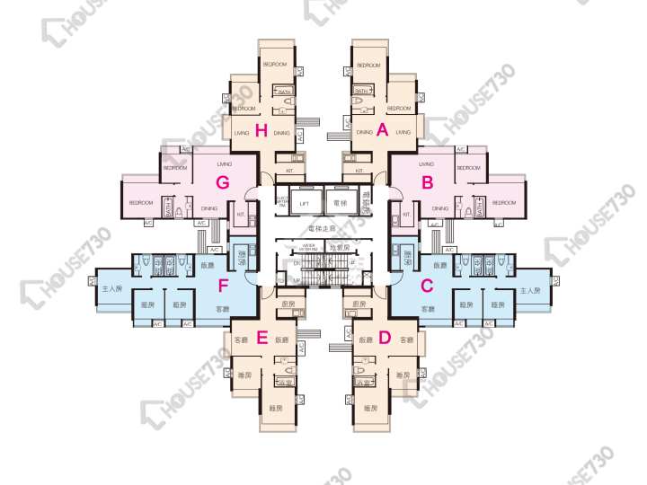 采叶庭 平面图 采叶庭 2座 3,5-13,15-16,17楼 楼层平面图 - House730