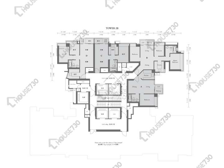 譽.港灣 平面圖 譽.港灣 2B座 43樓 樓層平面圖 - House730