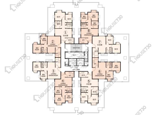 杏花邨 平面圖 杏花邨 10座 5-13,15-17,18樓 樓層平面圖 - House730