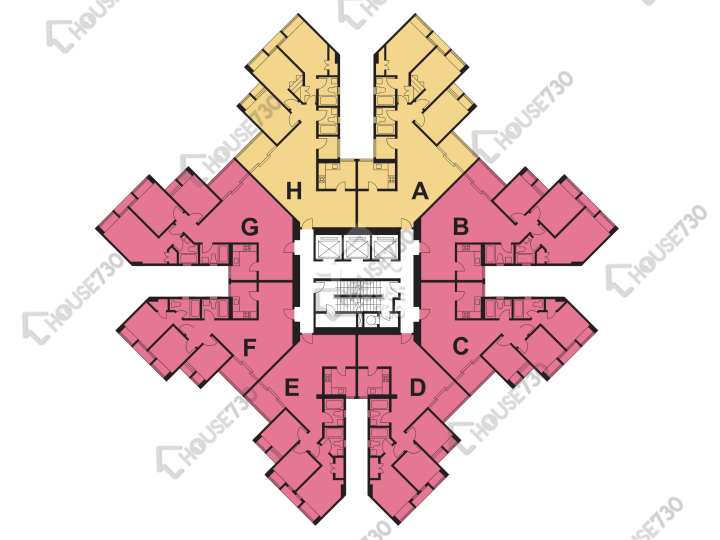 太古城 平面圖 太古城 海景花園(東) 春櫻閣 (43座) 4-27樓 樓層平面圖 - House730