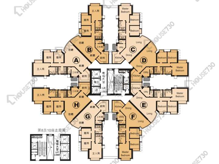 骏景园 平面图 骏景园 2期 10座 45楼 楼层平面图 - House730