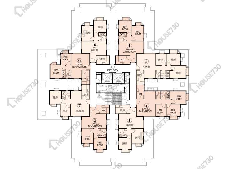 杏花邨 平面圖 杏花邨 16座 5-13,15-17,18樓 樓層平面圖 - House730