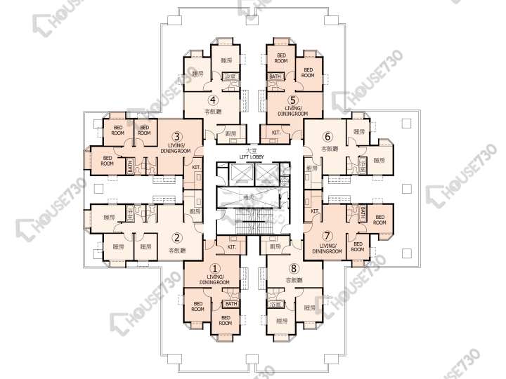 杏花邨 平面圖 杏花邨 8座 5-13,15-17,18樓 樓層平面圖 - House730