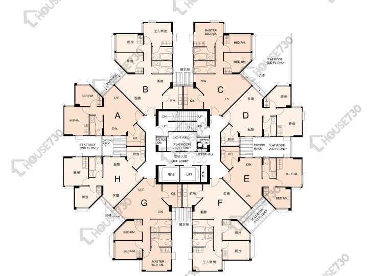 黃埔花園 平面圖 黃埔花園 5期 青樺苑 3座 2-15樓 樓層平面圖 - House730