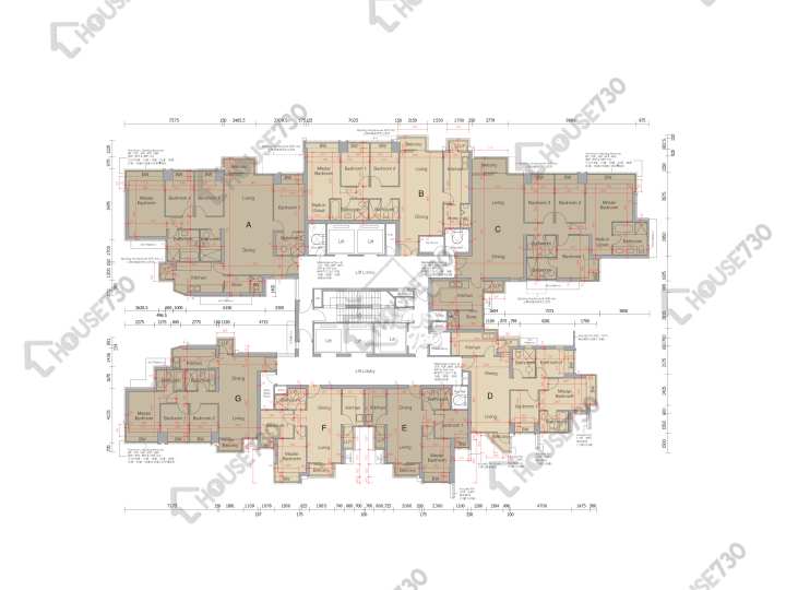 溱岸8號 平面圖 溱岸8號 1座 40-43樓 樓層平面圖 - House730