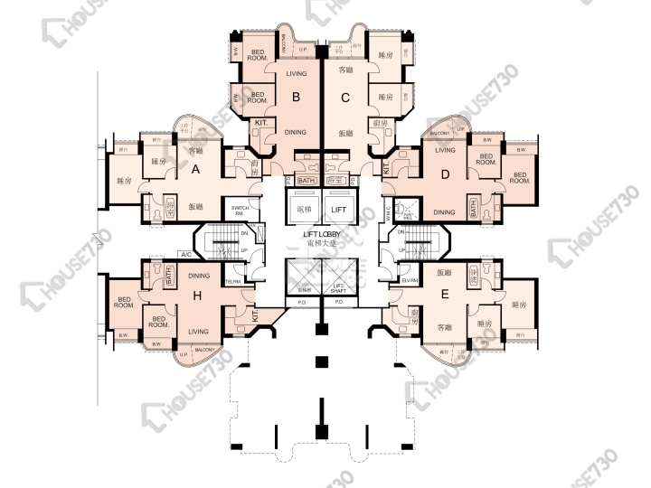 栢慧豪園 平面圖 栢慧豪園 2期 栢慧豪廷 8座 6樓 樓層平面圖 - House730