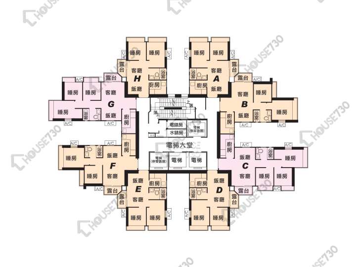港灣豪庭 平面圖 港灣豪庭 2期 7座 6-25樓 樓層平面圖 - House730