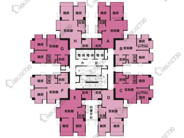 大埔中心 平面圖 大埔中心 4期 10座 4-25樓 樓層平面圖 - House730