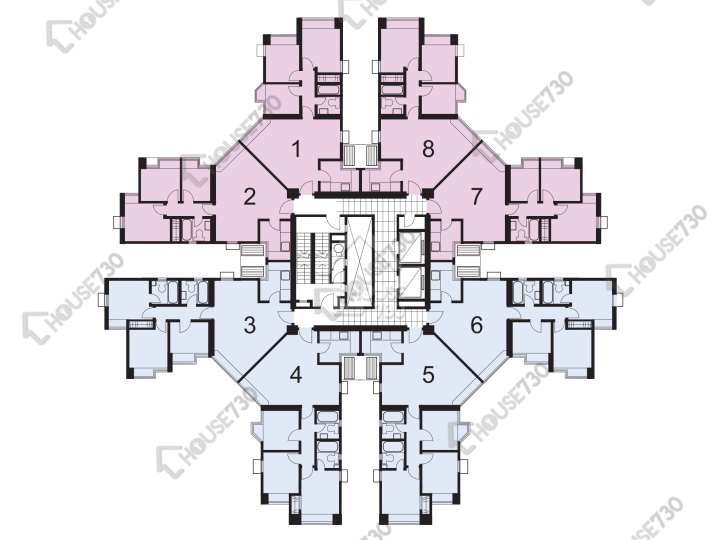 康怡花園 平面圖 康怡花園 K座 (1-8室) 1-19樓 樓層平面圖 - House730