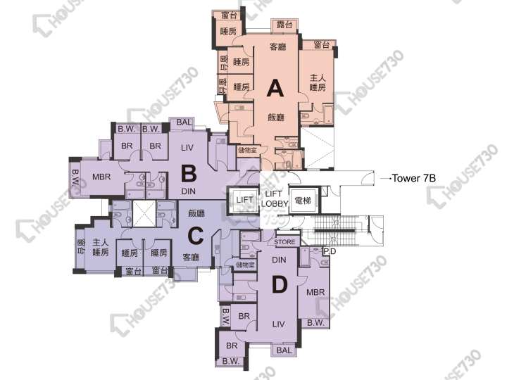 天宇海 平面圖 天宇海 7A座 6-12,15-23,25-28,29樓 樓層平面圖 - House730