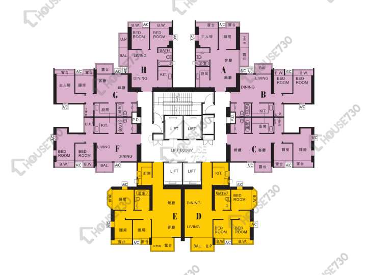翔龍灣 平面圖 翔龍灣 3座 6-13,15-22,25-33,35-41,42樓 樓層平面圖 - House730
