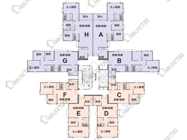鯉景灣 平面圖 鯉景灣 B段 逸康閣 (6座) 4-16樓 樓層平面圖 - House730