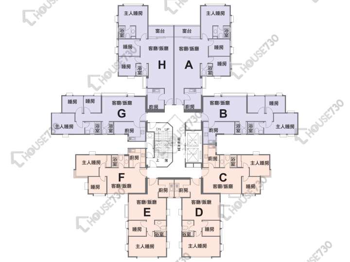 鯉景灣 平面圖 鯉景灣 B段 逸康閣 (6座) 4-16樓 樓層平面圖 - House730