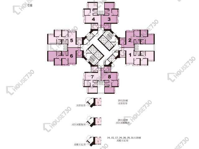 彩明苑 平面圖 彩明苑 彩松閣 (C座) 1-40樓 樓層平面圖 - House730