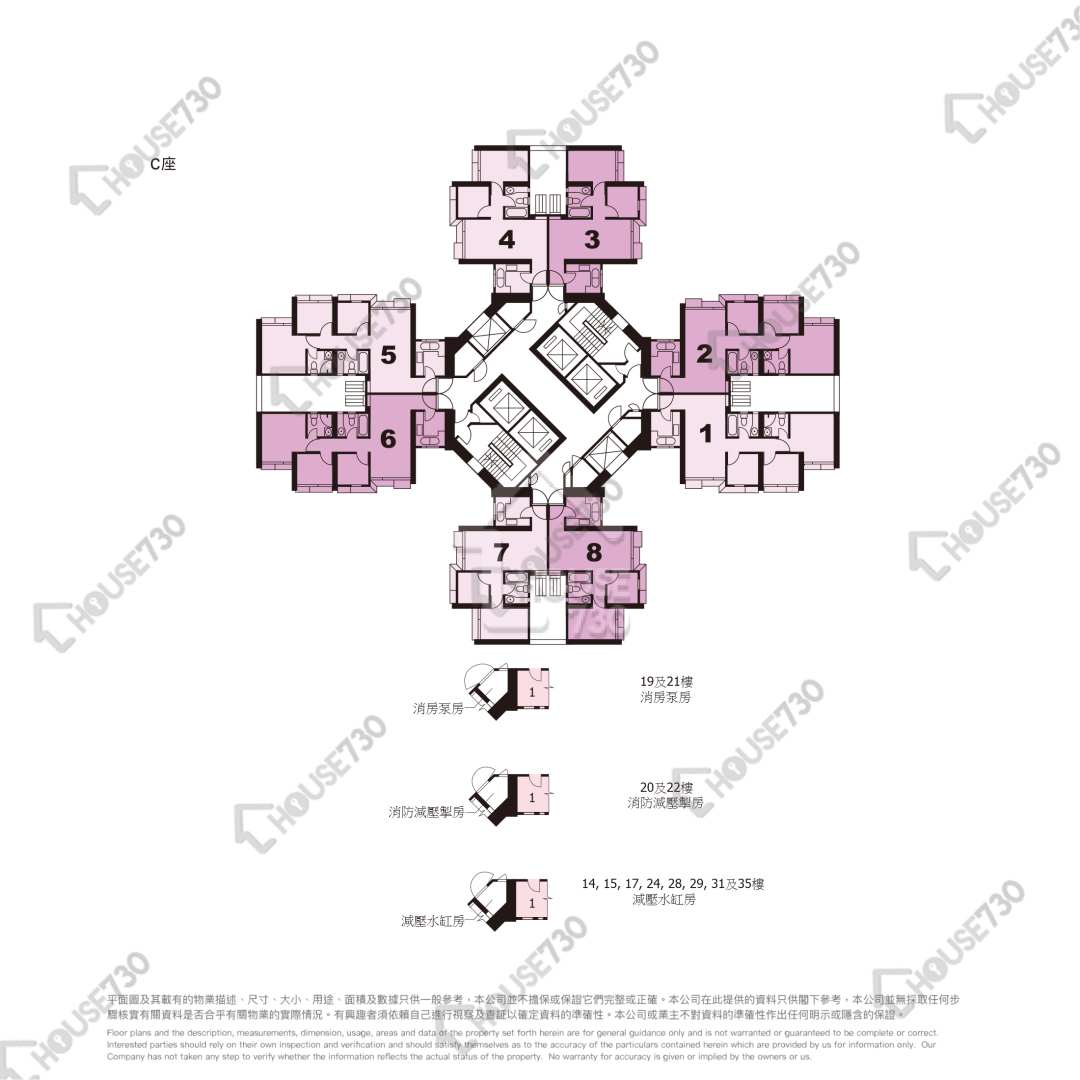 Tseung Kwan O CHOI MING COURT Middle Floor Floor Plan 彩松閣 (C座)-高層/中層/低層 House730-7243437