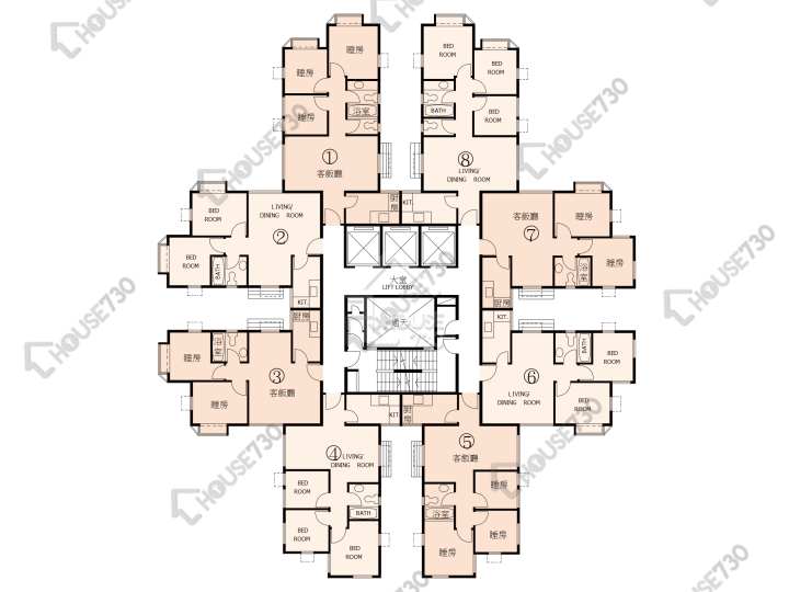 杏花邨 平面圖 杏花邨 38座 1-13,15-17,18樓 樓層平面圖 - House730