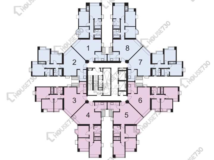 康怡花園 平面圖 康怡花園 M座 (1-8室) 1-19樓 樓層平面圖 - House730
