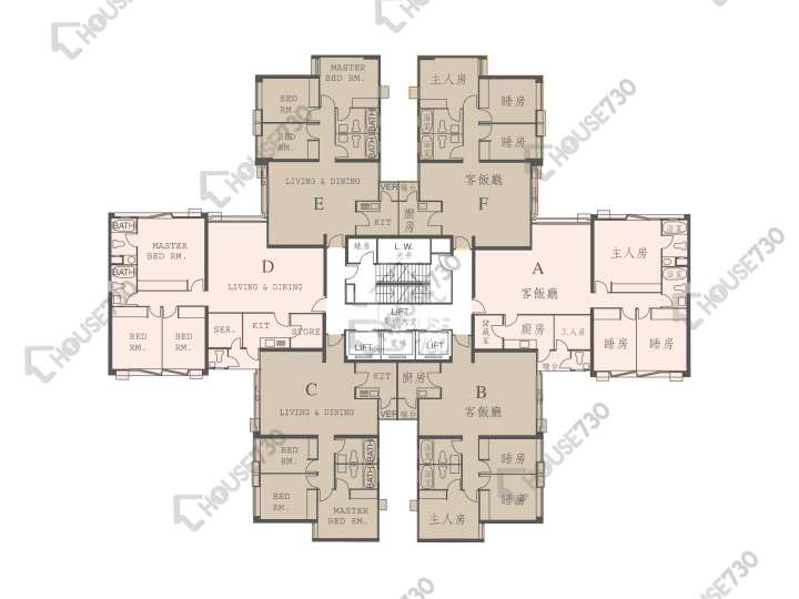 城市花園 平面圖 城市花園 1期 5座 4-26樓 樓層平面圖 - House730