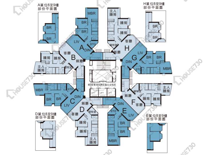 聽濤雅苑 平面圖 聽濤雅苑 1期 2座 8-12,15-23,25-28,29樓 樓層平面圖 - House730