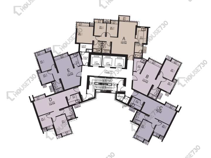 浪澄灣 平面圖 浪澄灣 5座 38-43,45-49,50樓 樓層平面圖 - House730
