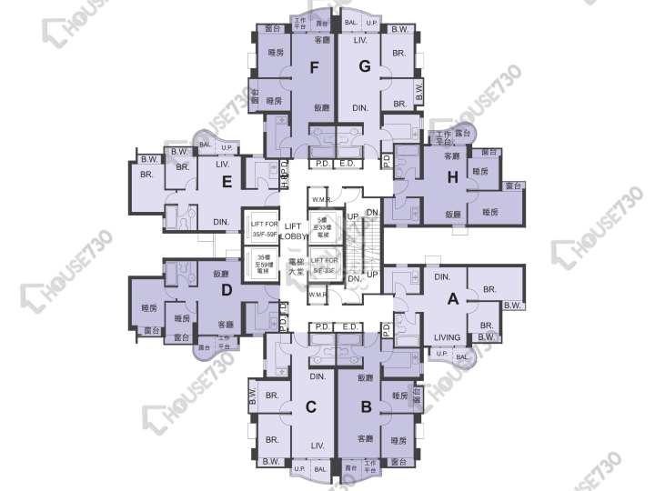 Central Park Towers Floor Plans Central Park Towers Phase 1 Tower 2 7-12,15-23,25-30,32-33,35-43,45-51,52/F Floor Plan - House730
