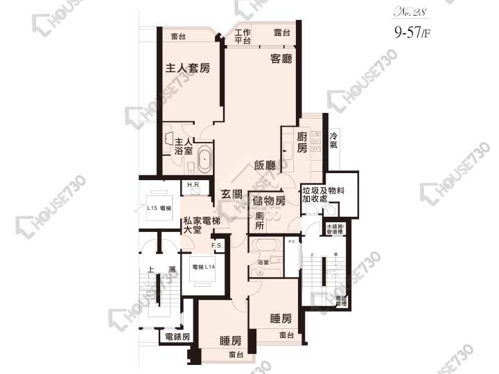 半山壹號 平面圖 半山壹號 1期 半山徑28號 9-12,15-23,25-33,35-39,50-53,55-57,58樓 樓層平面圖 - House730