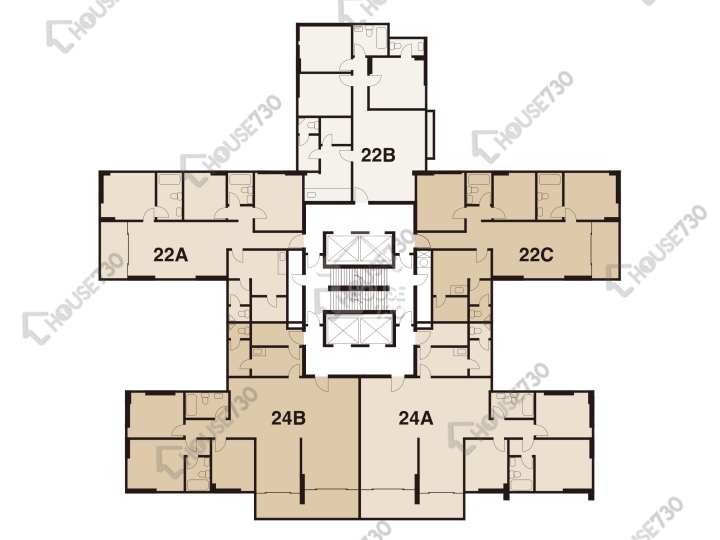 美孚新邨 平面圖 美孚新邨 1期 百老匯街22-24號 1-20樓 樓層平面圖 - House730