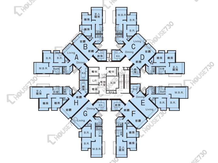 新都城 平面圖 新都城 2期 4座 2-38樓 樓層平面圖 - House730