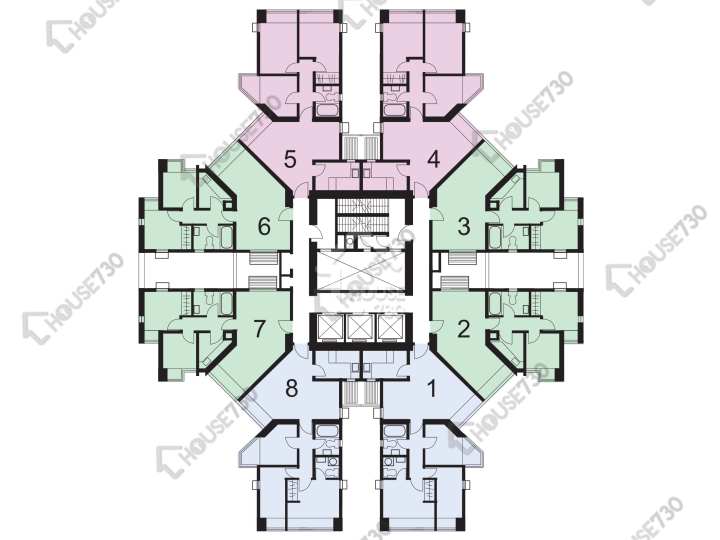 康怡花園 平面圖 康怡花園 G座 (1-8室) 2-22樓 樓層平面圖 - House730
