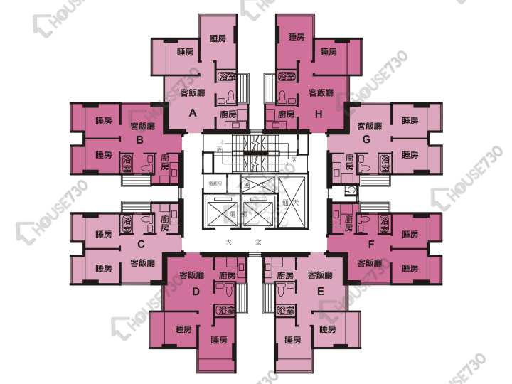 大埔中心 平面圖 大埔中心 3期 22座 4-23樓 樓層平面圖 - House730