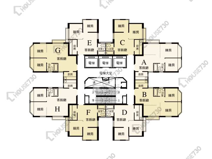 荃灣中心 平面圖 荃灣中心 濟南樓 (18座) 2-17樓 樓層平面圖 - House730