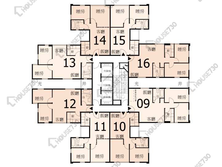 德福花園 平面圖 德福花園 K座 2-26樓 樓層平面圖 - House730