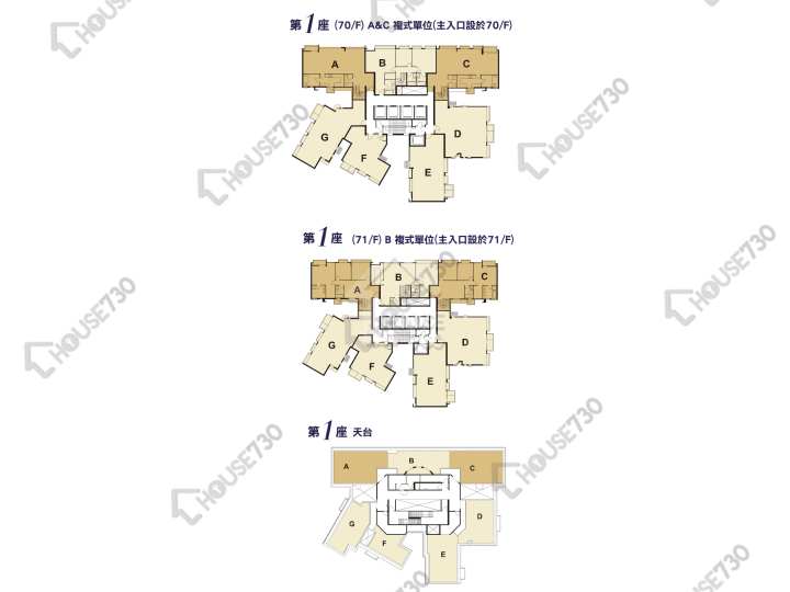 碧堤半島 平面圖 碧堤半島 3期 1座 70-71樓 樓層平面圖 - House730