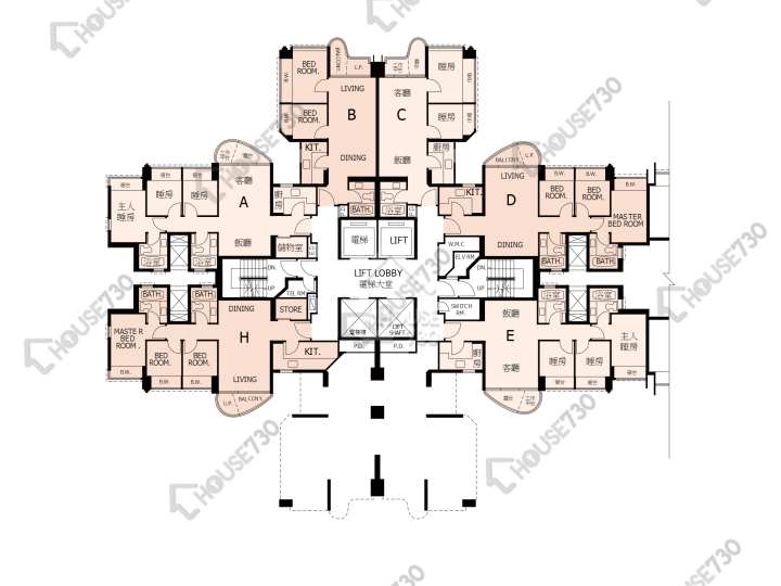 栢慧豪園 平面圖 栢慧豪園 2期 栢慧豪廷 7座 6樓 樓層平面圖 - House730